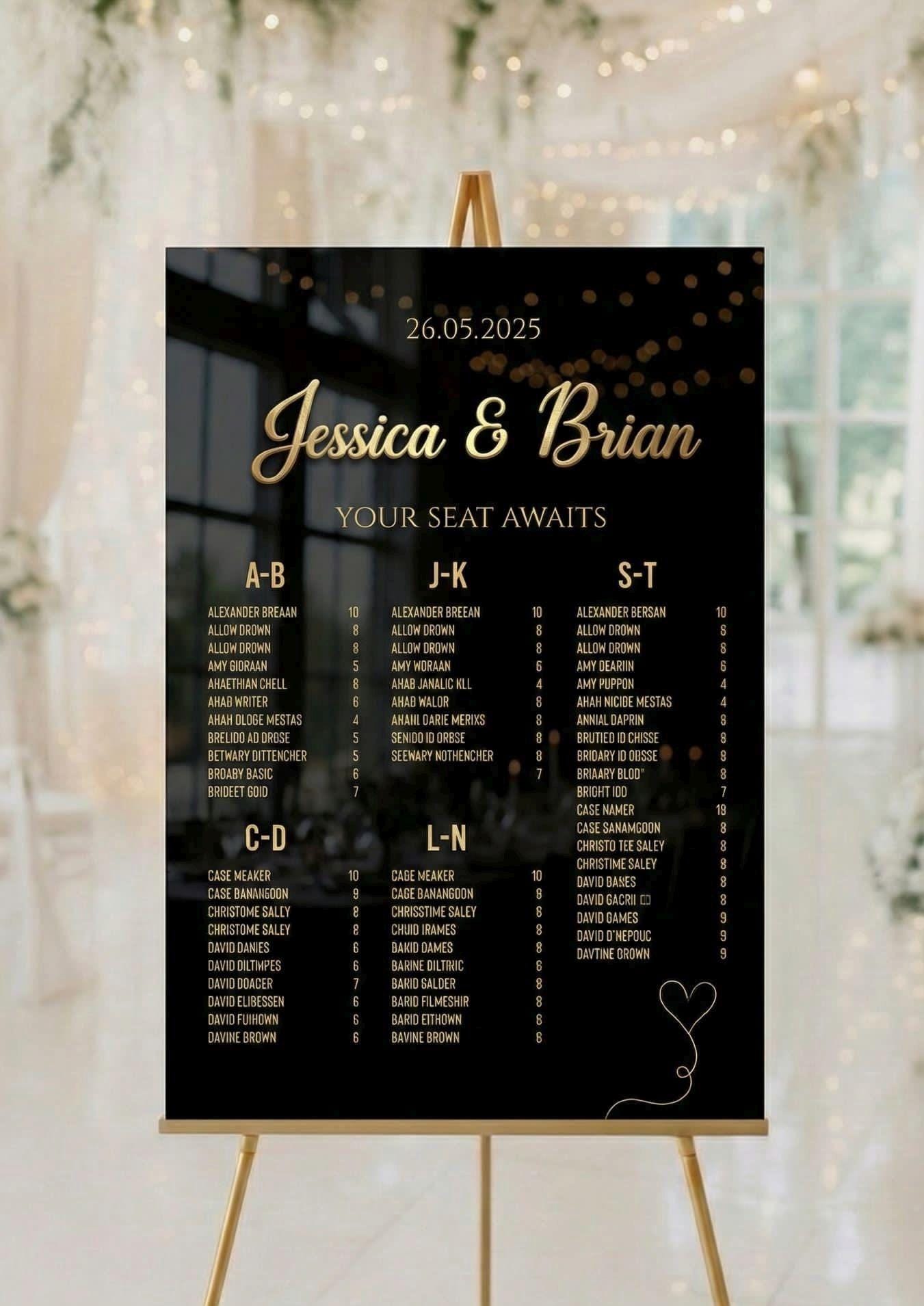 Acrylic Wedding Seating Chart Sign: 3D Letters