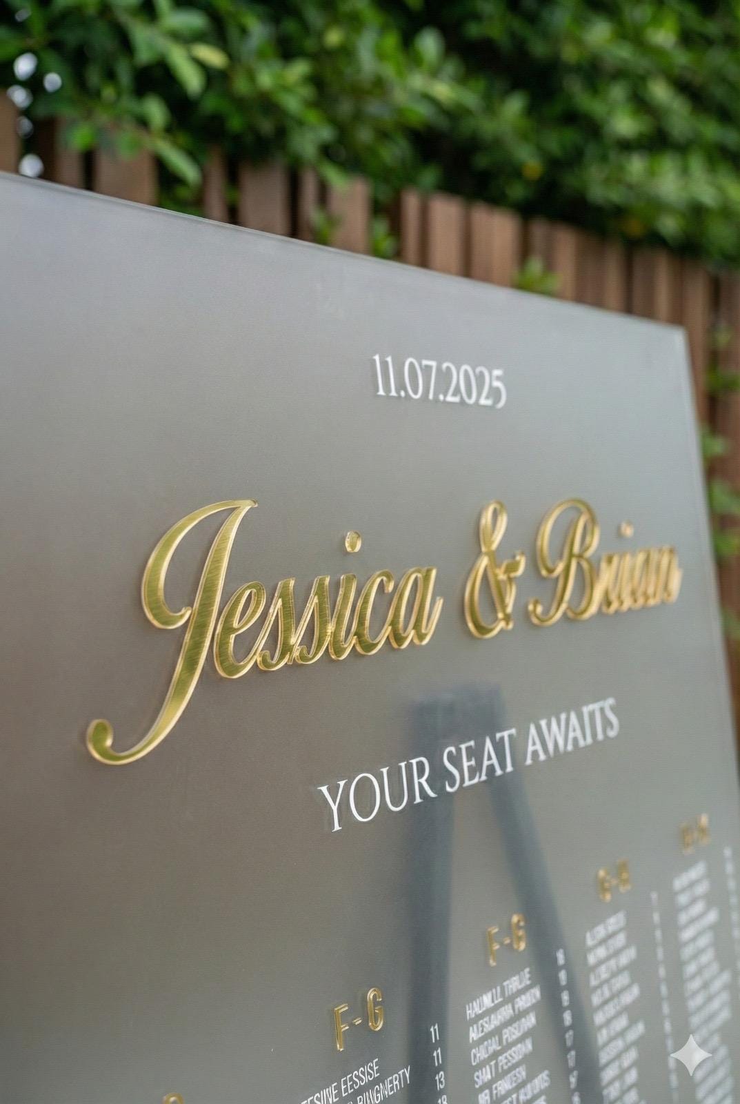 Custom Acrylic Wedding Seating Chart Sign: 3D Mirror Text