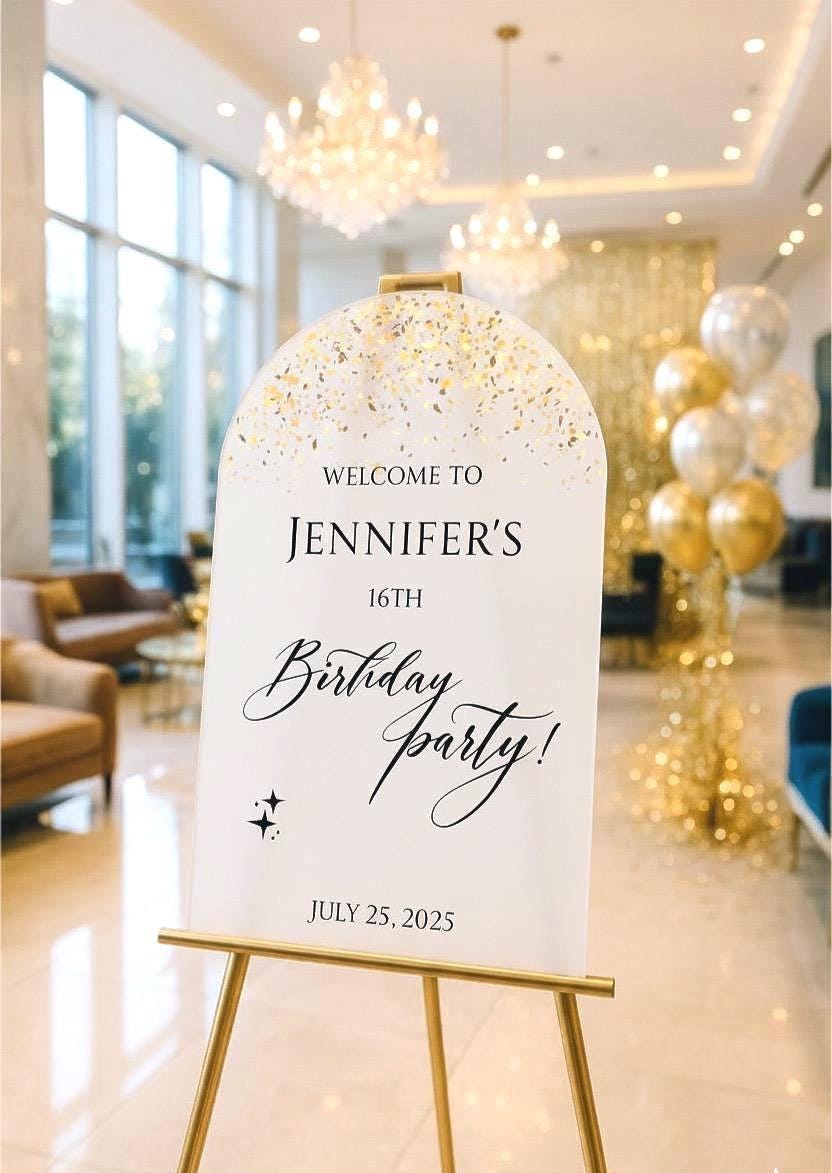Mirror Acrylic Birthday Welcome Sign: Party Decor
