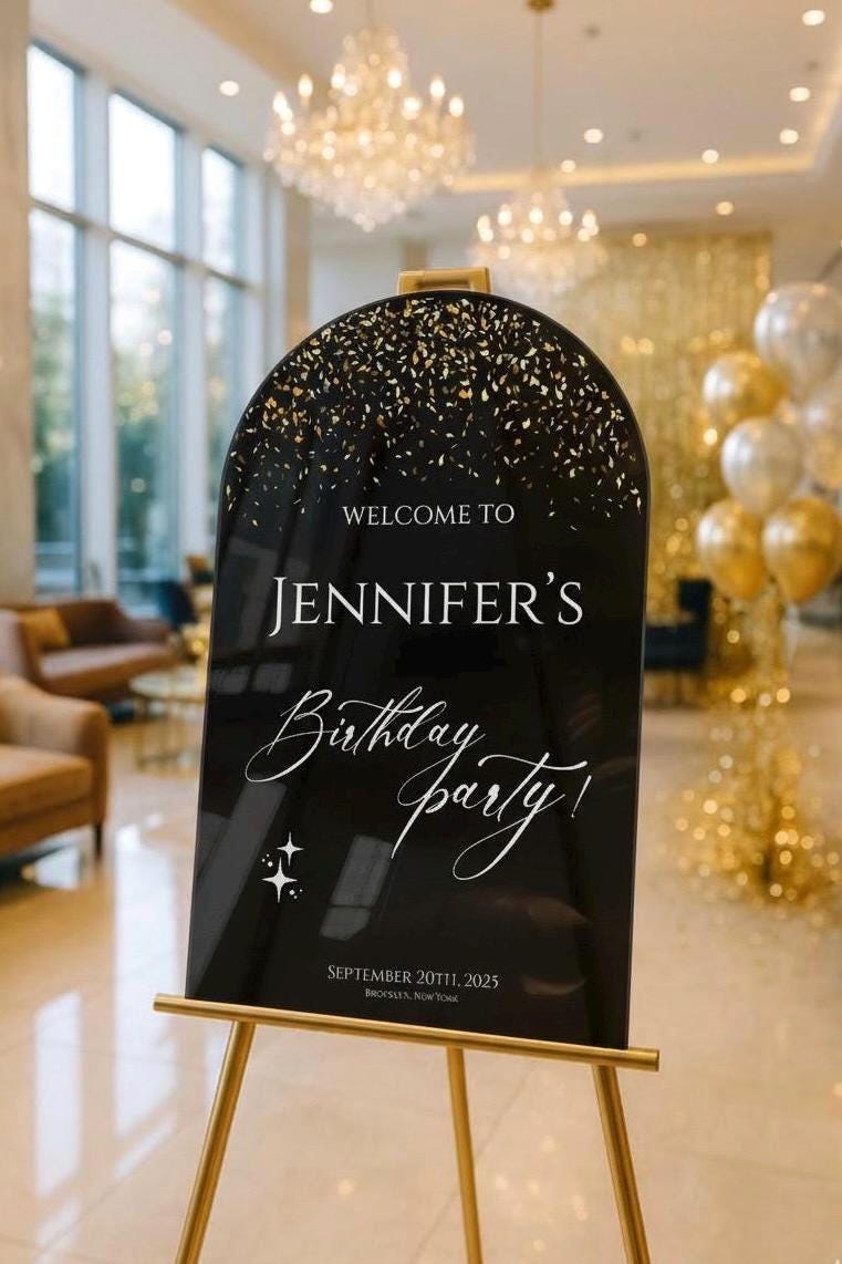 Personalized Acrylic Birthday Welcome Sign: UV Printed Party Decor