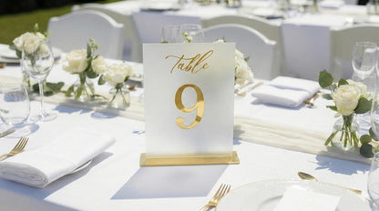Custom Acrylic Wedding Table Numbers: Gold Mirror Accent