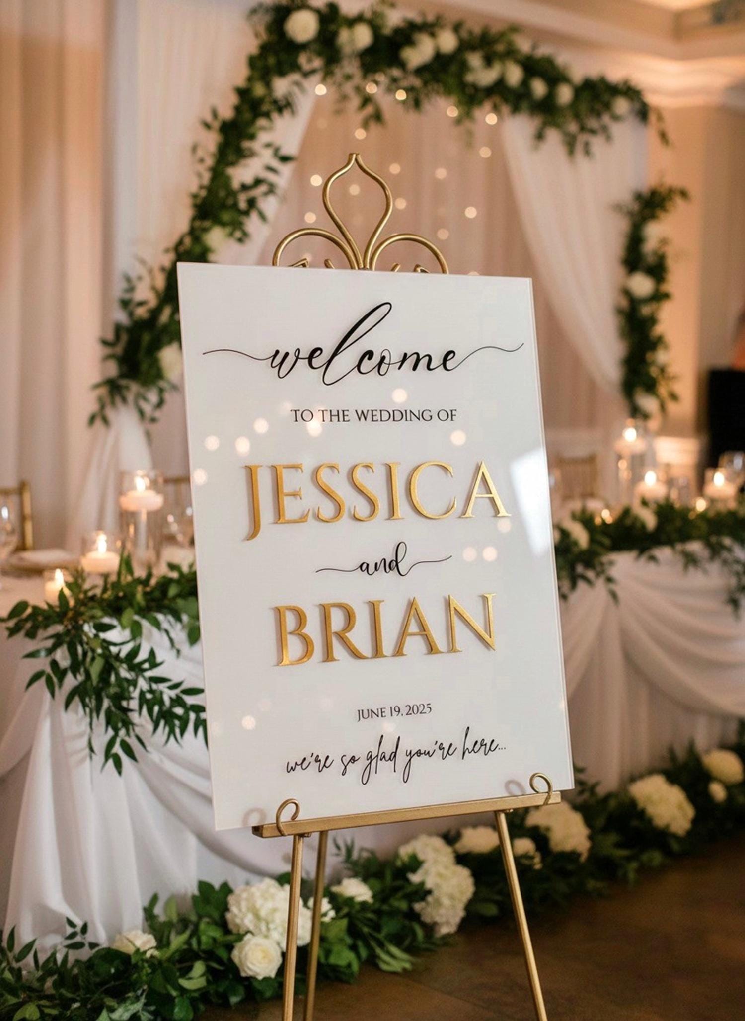 Acrylic Wedding Welcome Sign: Wedding Reception Decor