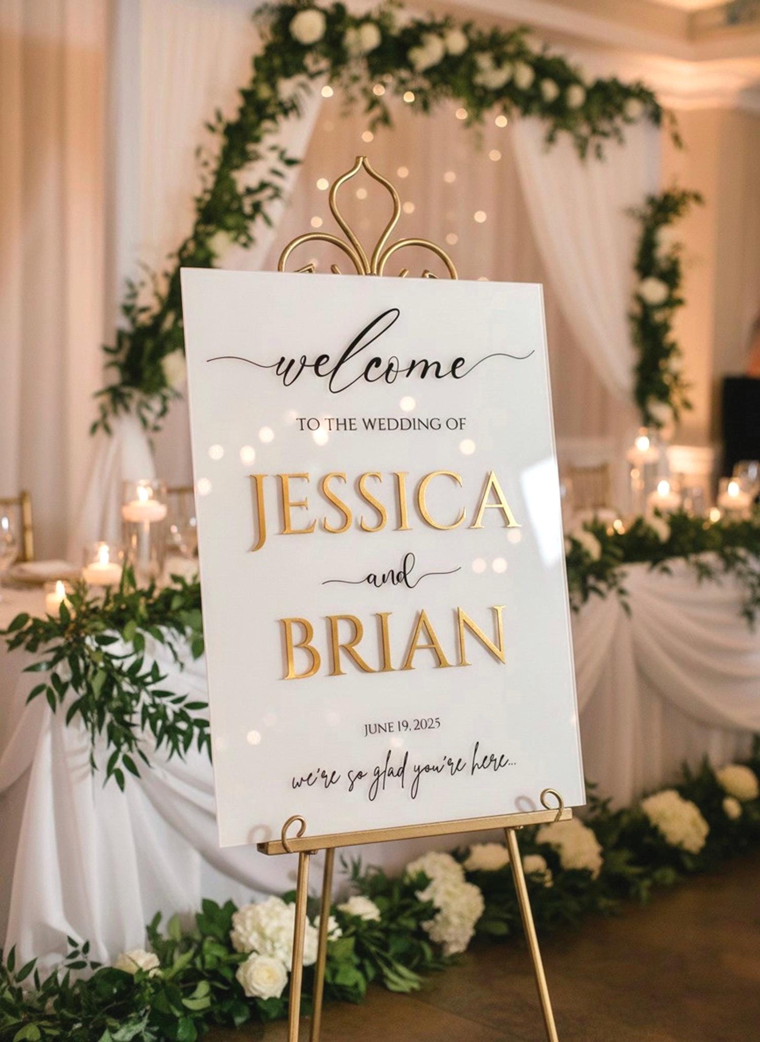Acrylic Wedding Welcome Sign: Reception Decor