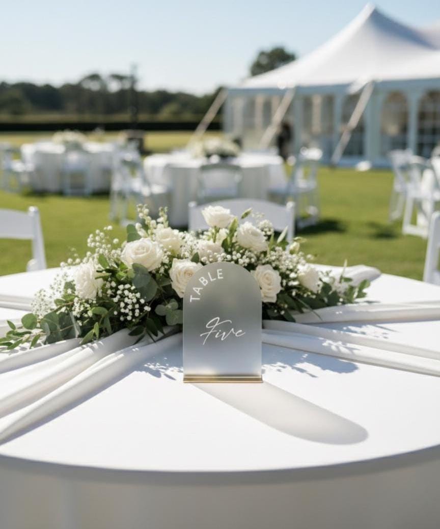Acrylic Oval Table Number: Wedding Reception