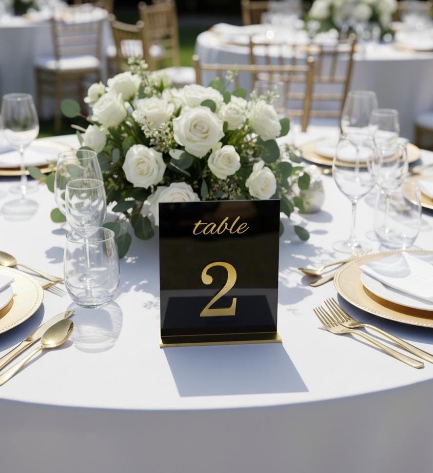Gold Mirror Wedding Table Numbers: Reception Decor