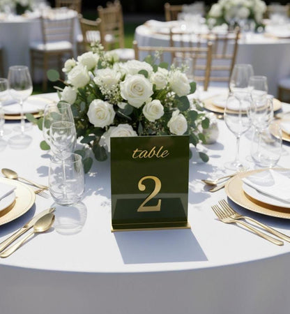 Gold Mirror Wedding Table Numbers: Reception Decor