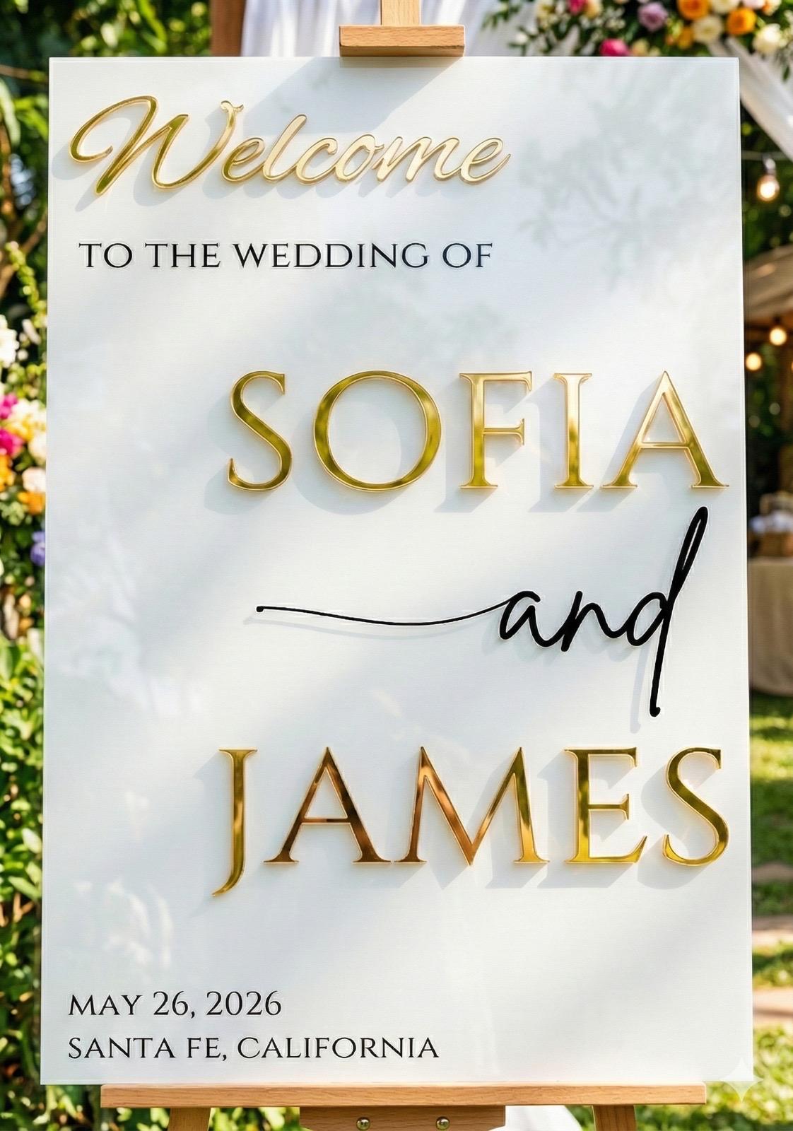 Acrylic Welcome Wedding Sign: 3D Letters