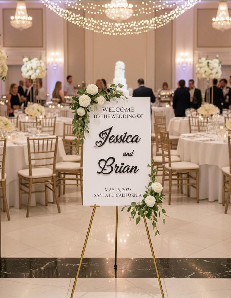 Frosted Acrylic Wedding Welcome Sign: Custom 3D Mirror Text