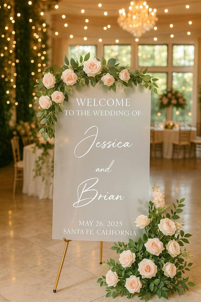 Custom Acrylic Wedding Welcome Sign: 3D Gold Mirror Letters