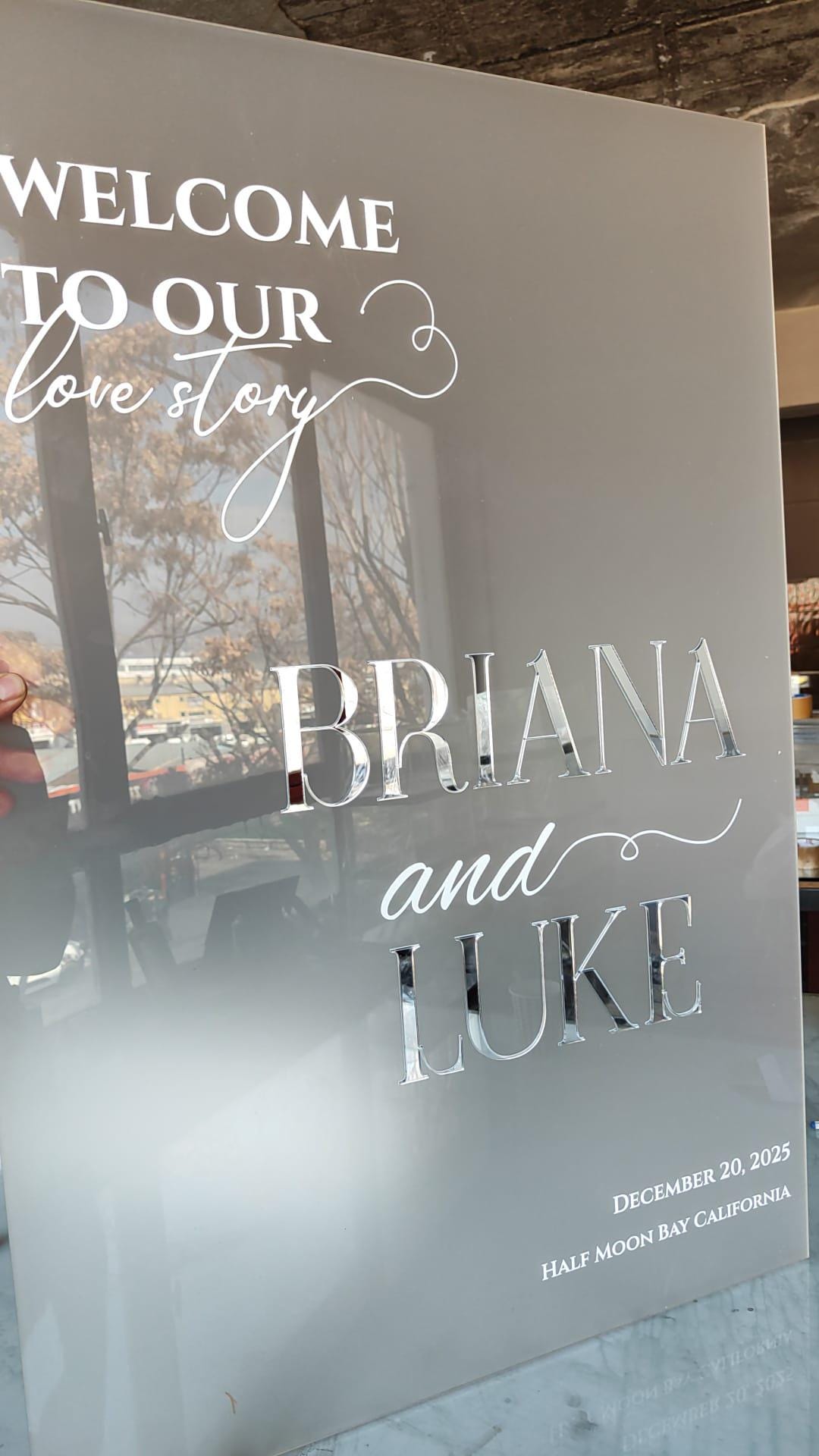 Custom Acrylic Wedding Welcome Sign: 3D Gold Mirror Letters