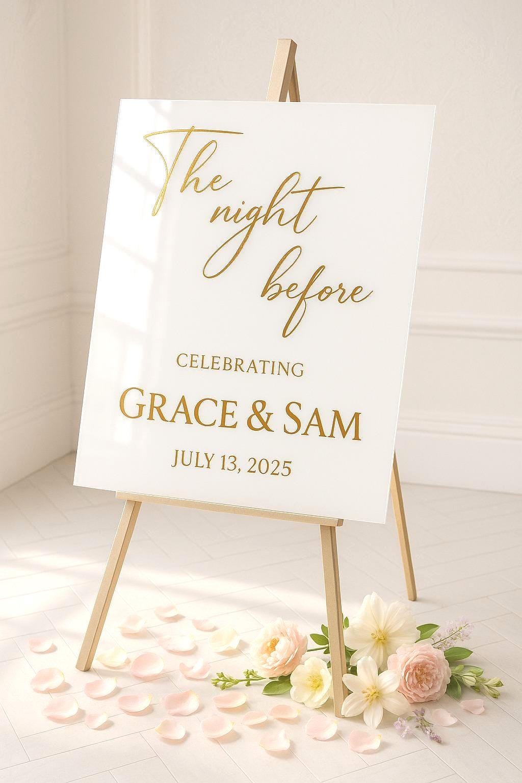 The Night Before Wedding Sign: 3D Mirror Text Welcome Sign