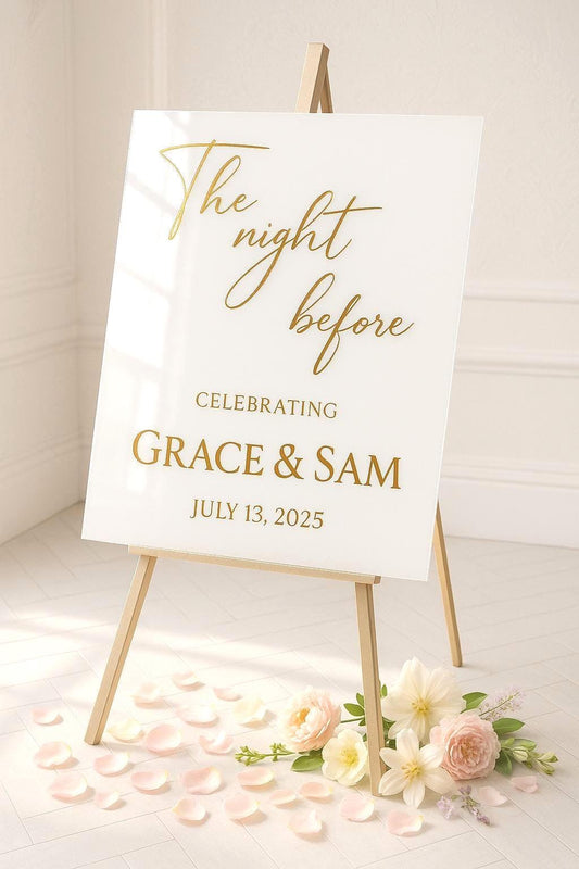 The Night Before Wedding Sign: 3D Mirror Text Welcome Sign