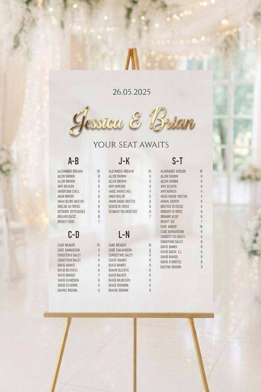 Custom Acrylic Wedding Welcome Sign: Gold 3D Letters