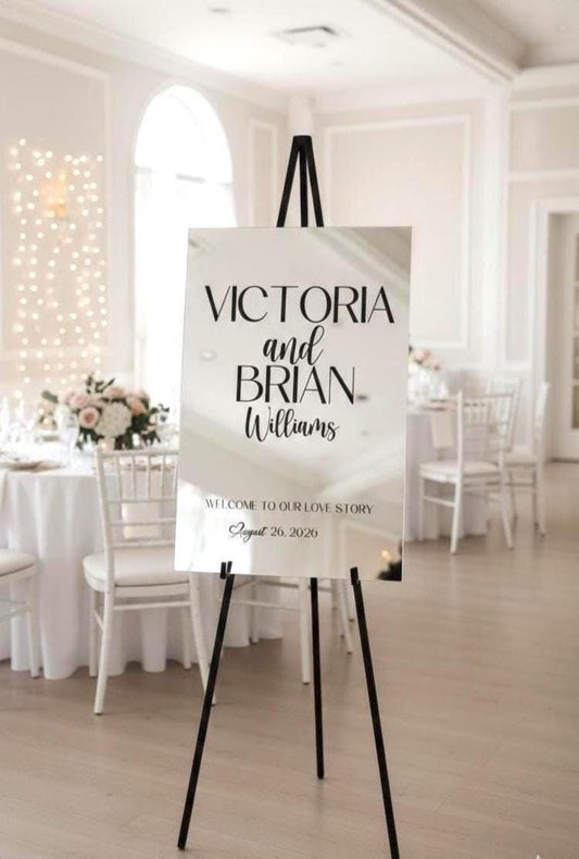 Mirror Welcome Sign, Acrylic Wedding Signage, Reception Decor