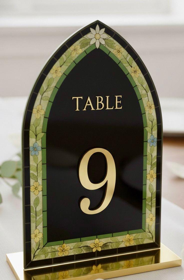 Stained Glass Wedding Table Numbers, Engagement Party Decorations