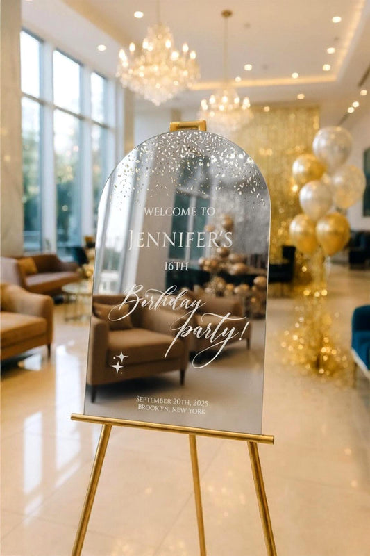 Mirror Welcome Sign, Acrylic Happy Birthday Sign
