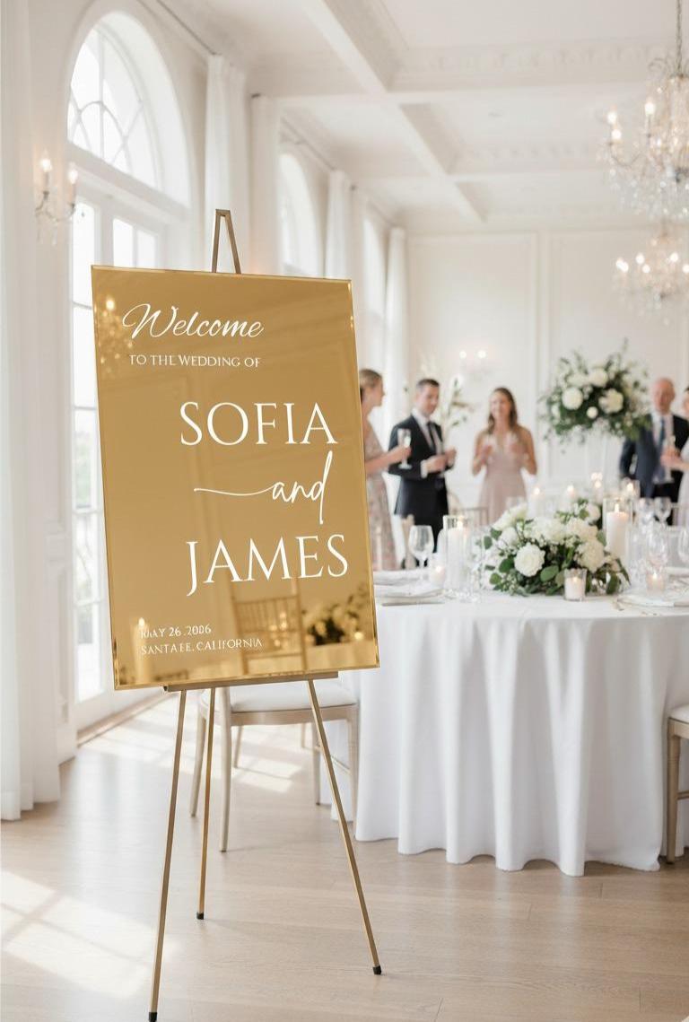 Mirror Wedding Signs, Acrylic Welcome Sign, Reception Decor