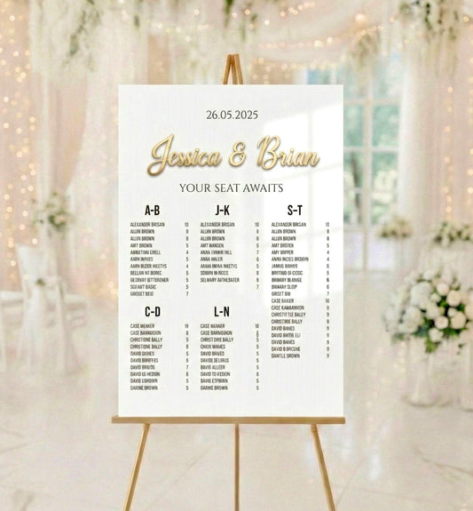 Acrylic Wedding Seating Chart Sign: 3D Letters