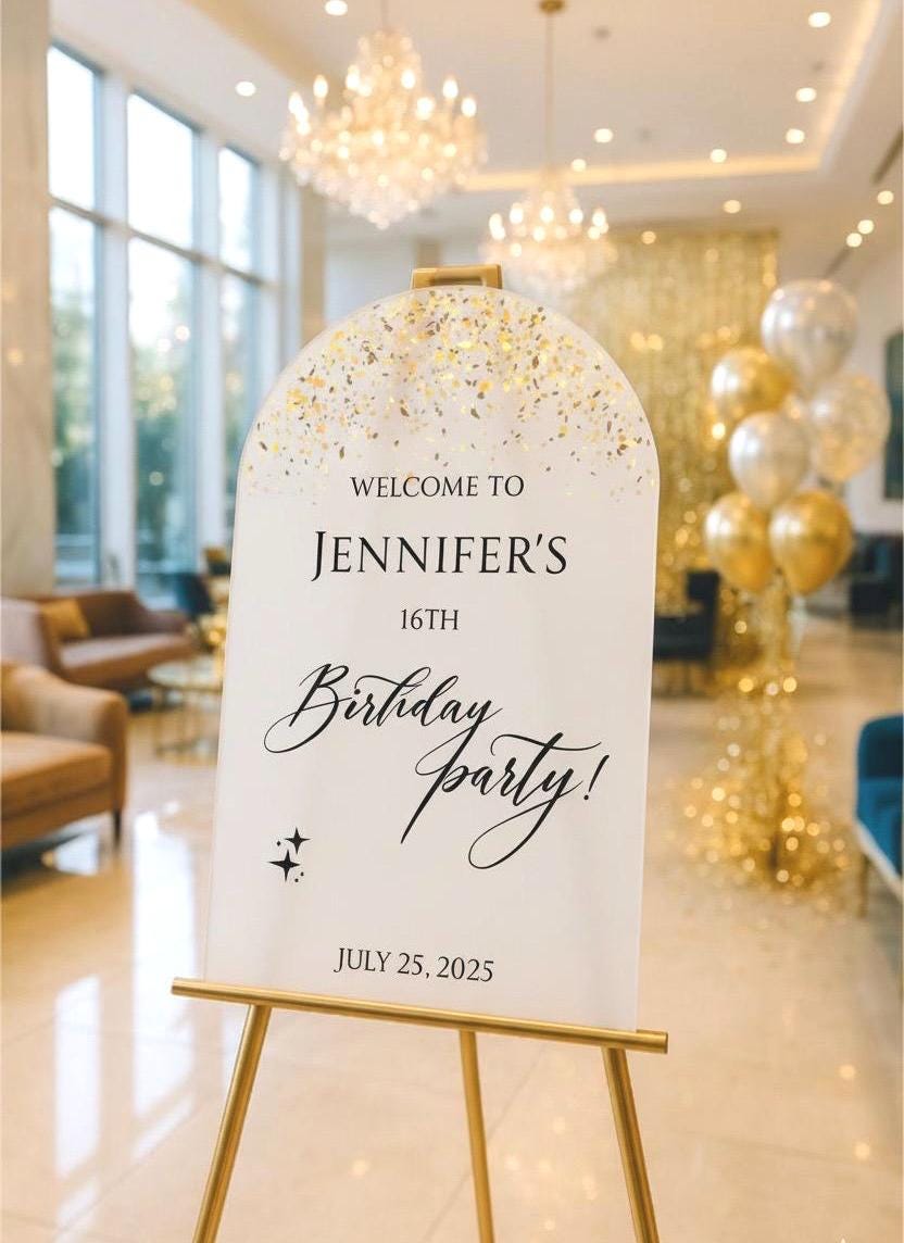 Personalized Acrylic Birthday Welcome Sign: UV Printed Party Decor