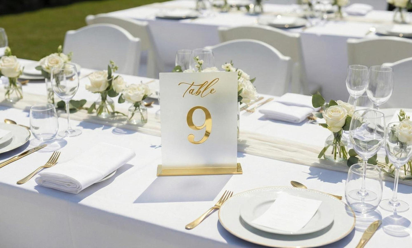 Custom Acrylic Wedding Table Numbers: Gold Mirror Accent