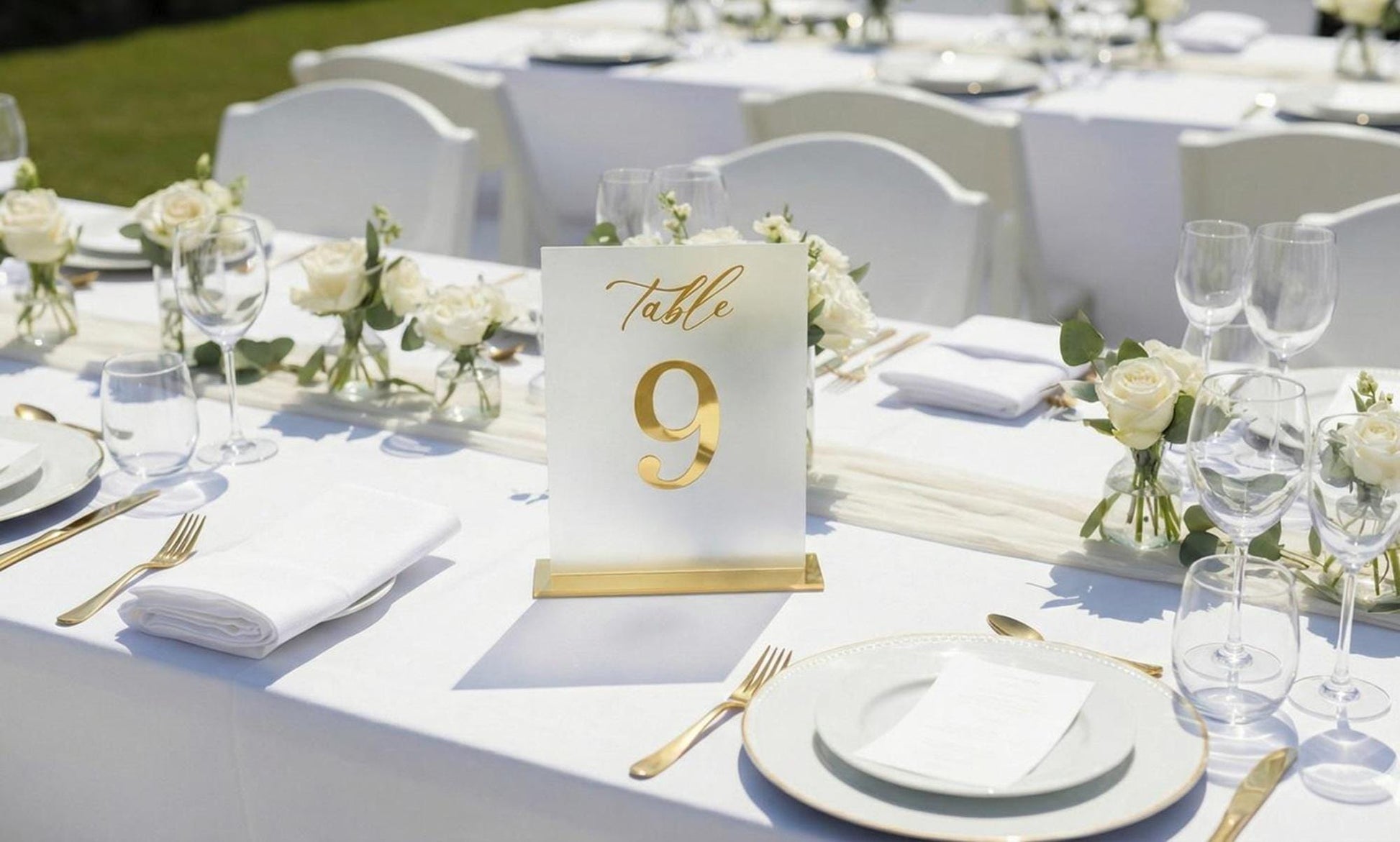 Custom Acrylic Wedding Table Numbers: Gold Mirror Accent