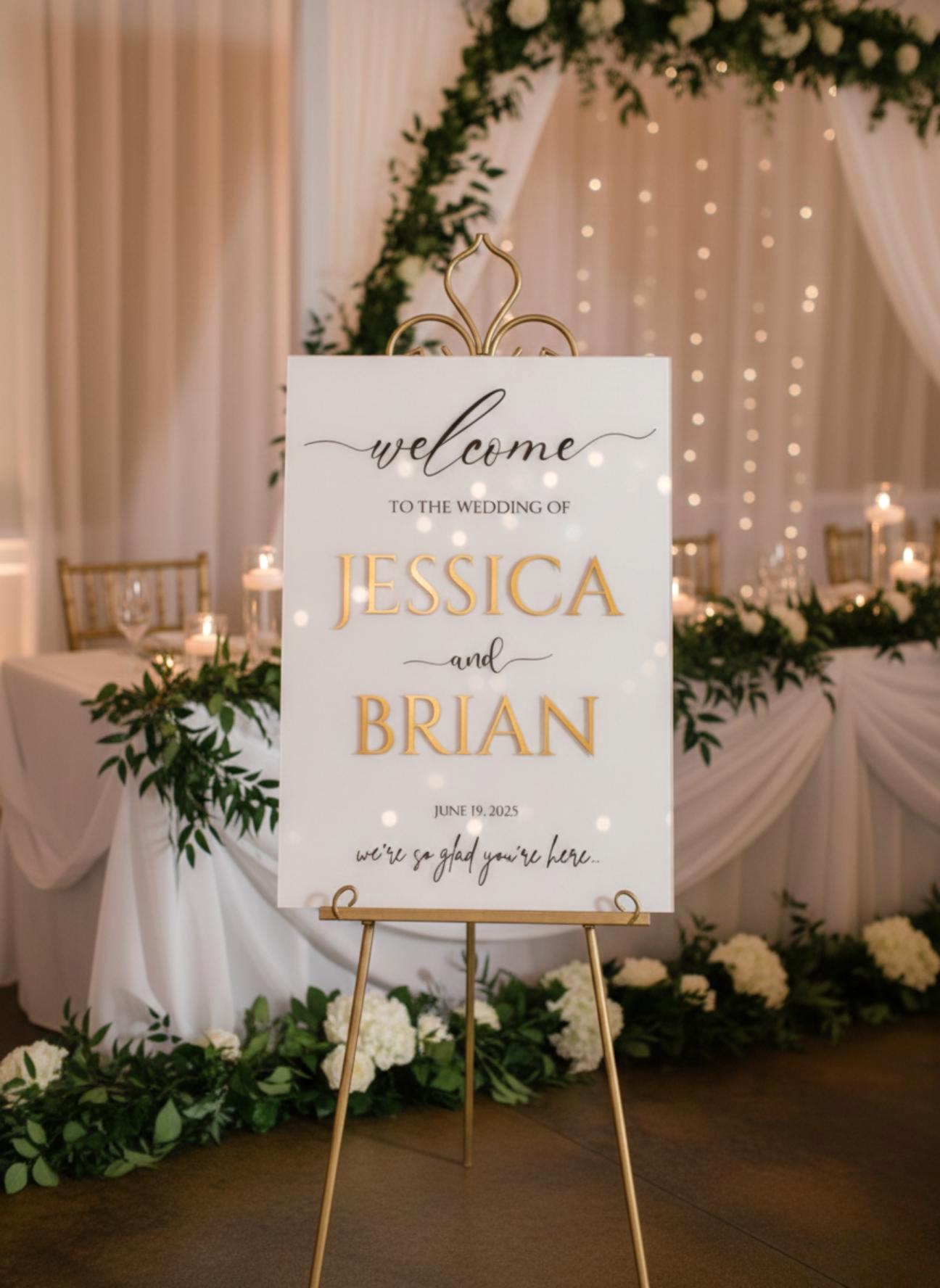 Acrylic Wedding Welcome Sign: Reception Decor