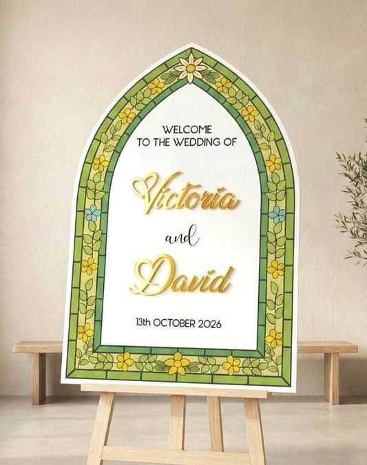 Stained Glass Welcome Sign, Acrylic Wedding Signage: Reception Decor
