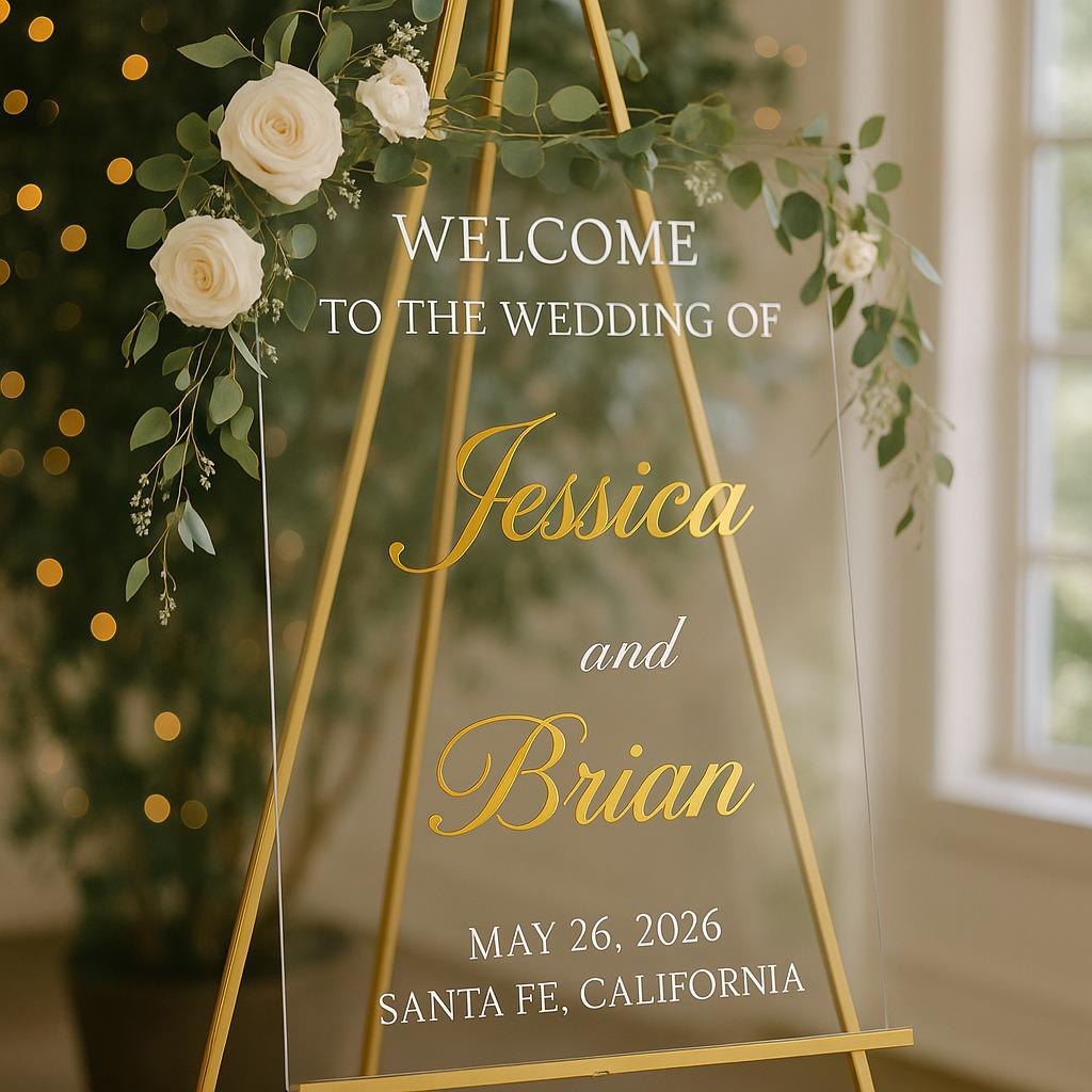 Frosted Acrylic Wedding Welcome Sign: Custom 3D Mirror Text