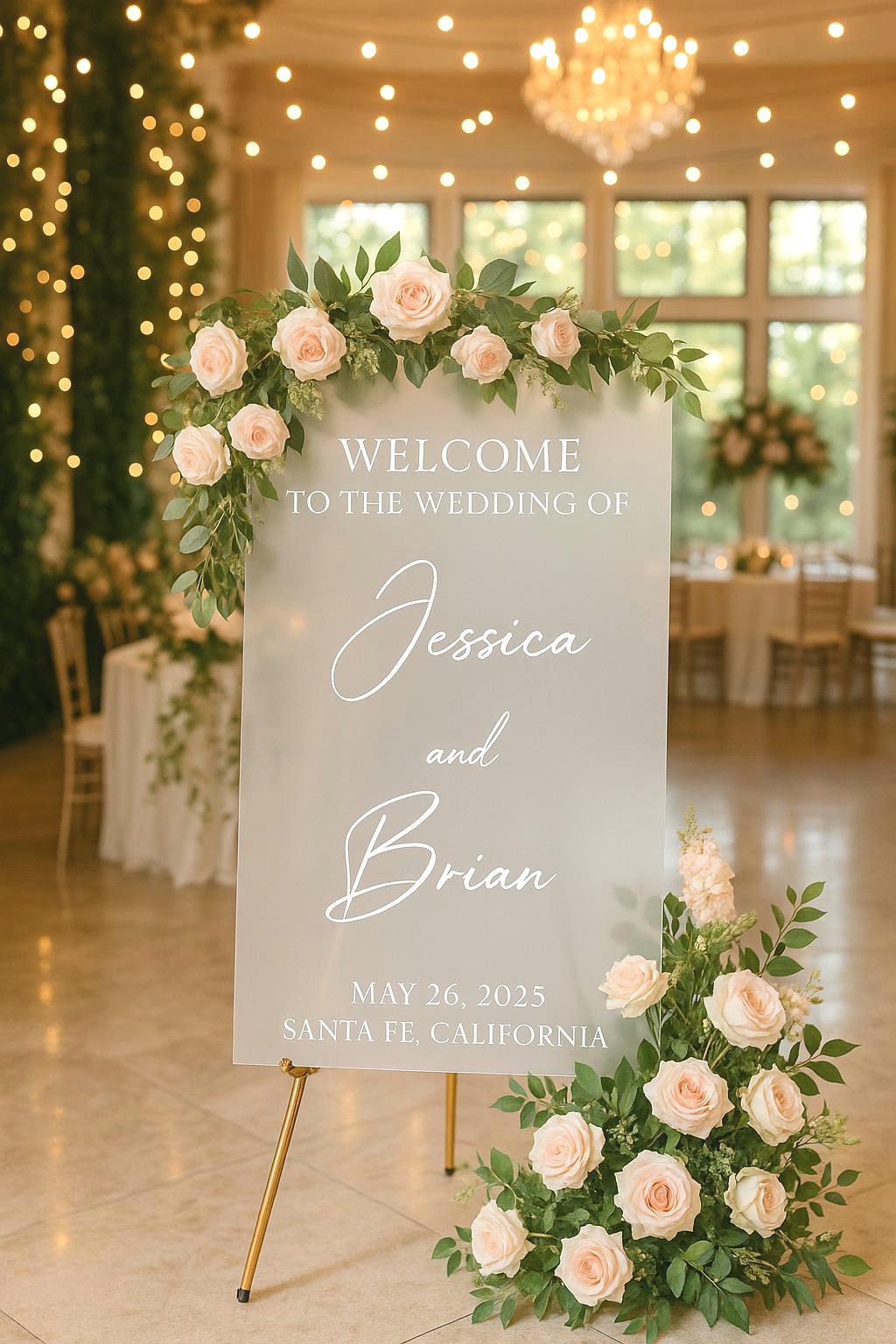 Frosted Acrylic Wedding Welcome Sign: Custom 3D Mirror Text