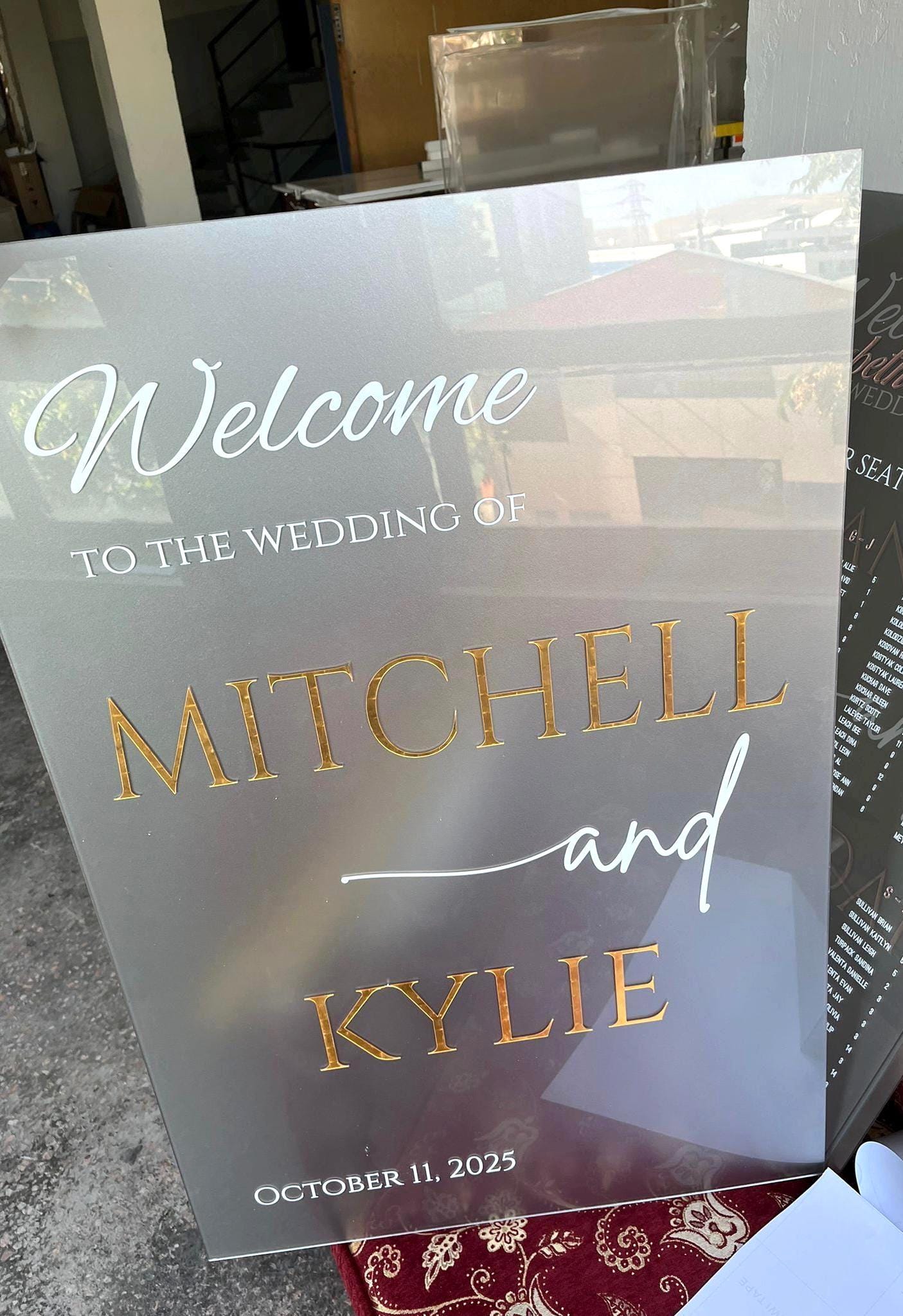 Custom Acrylic Wedding Welcome Sign: 3D Gold Mirror Letters