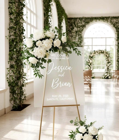 Custom Acrylic Wedding Welcome Sign: 3D Gold Mirror Letters