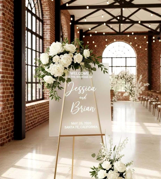 Custom Acrylic Wedding Welcome Sign: 3D Gold Mirror Letters