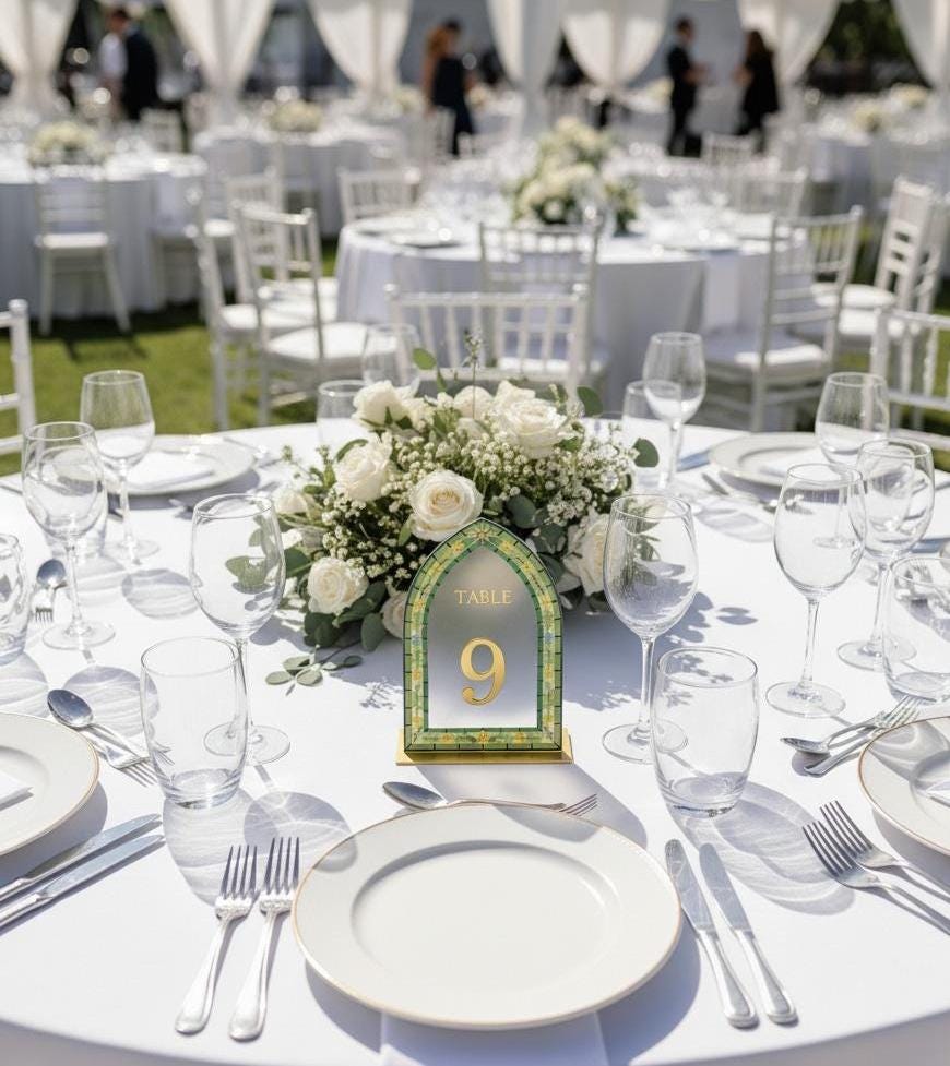 Stained Glass Wedding Table Numbers, Reception Table Decor